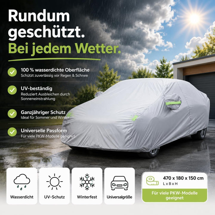 autogadget® 1x Autoschutzhülle Auto Abdeckung Autozubehör - Car Cover - Autoplane Silber Hülle Plane