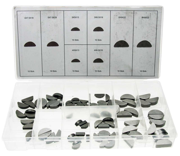 Federkeile-Sortiment 3-4-5-6 mm Halbmond Passfeder Set Mitnehmerkeil Satz, 80-tlg. diverse Grössen b