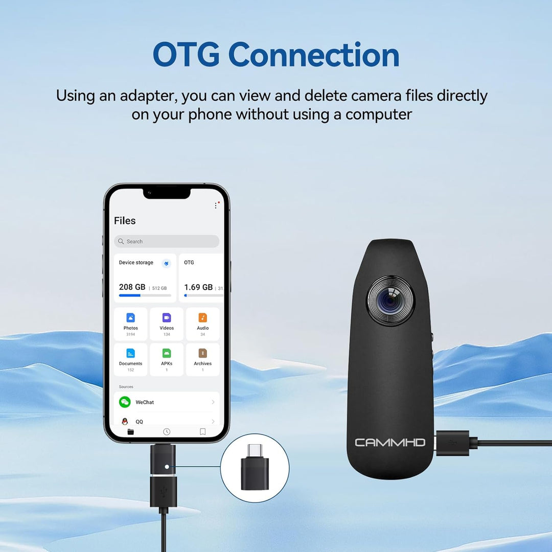 CAMMHD 1080P 32GB Körperkamera Full HD Portable Bodycam One-Key-Aufnahme Bewegungserkennung, 3-7 Stu
