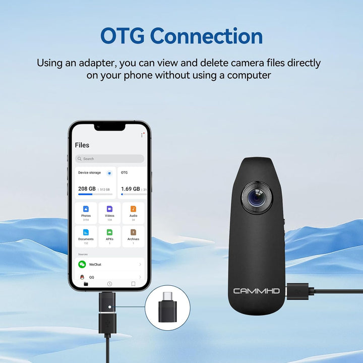 CAMMHD 1080P 32GB Körperkamera Full HD Portable Bodycam One-Key-Aufnahme Bewegungserkennung, 3-7 Stu