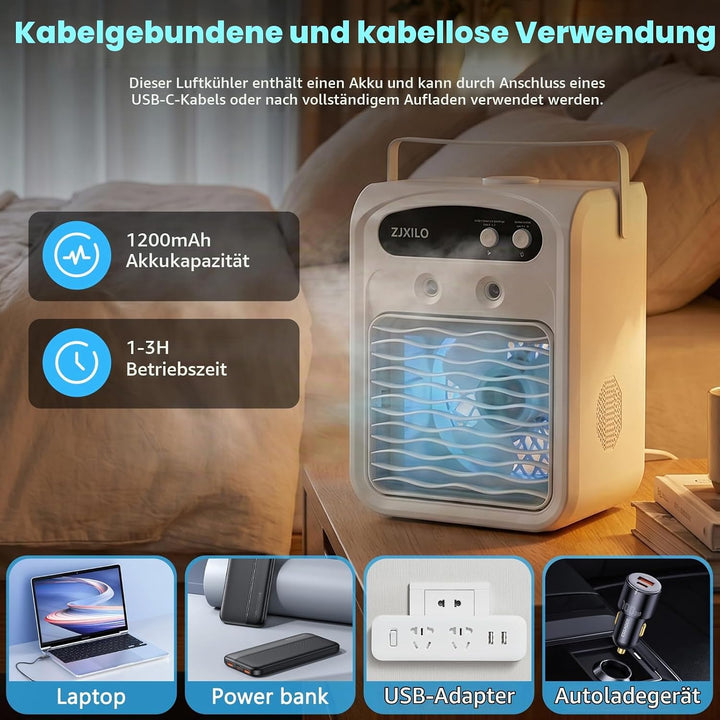 Mobile Klimaanlage Luftkühler, Mini Klimaanlage, Mobile Klimagerät, Klimaanlage Mobil, 1000ml Wasser