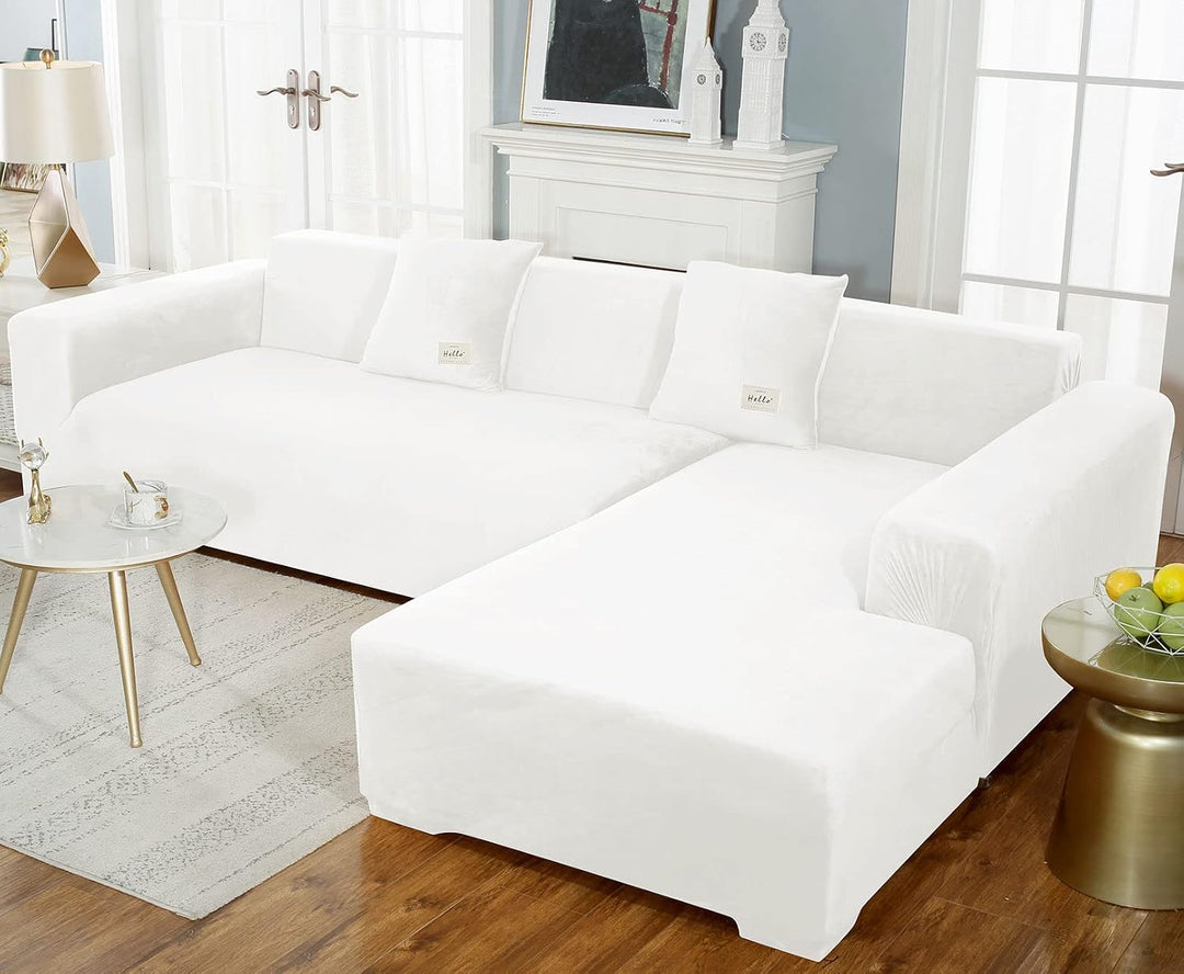 JHLD Sofabezug L Form, Stretch Sofabezug Samt L-förmiger Sofabezug Weiche Anti-rutsch Sofa Überwürfe