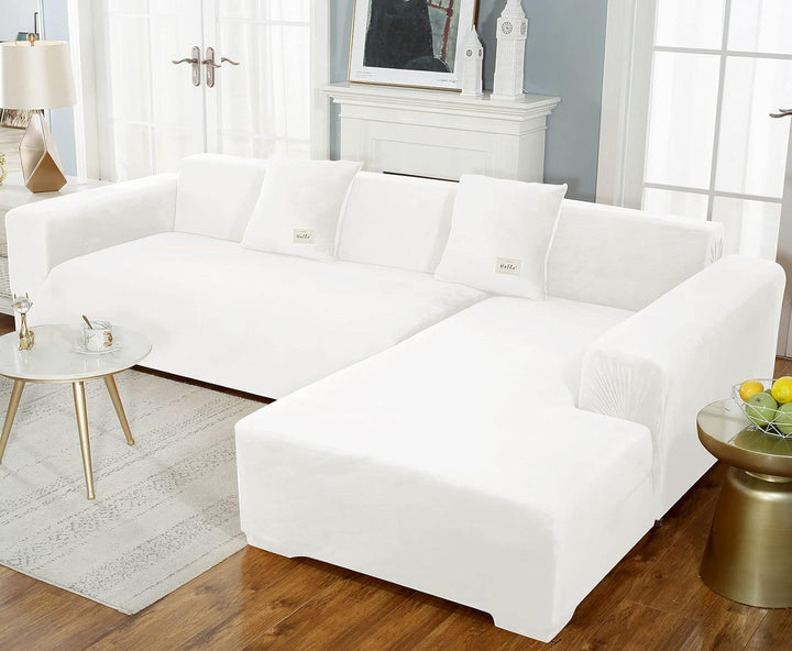 JHLD Sofabezug L Form, Stretch Sofabezug Samt L-förmiger Sofabezug Weiche Anti-rutsch Sofa Überwürfe