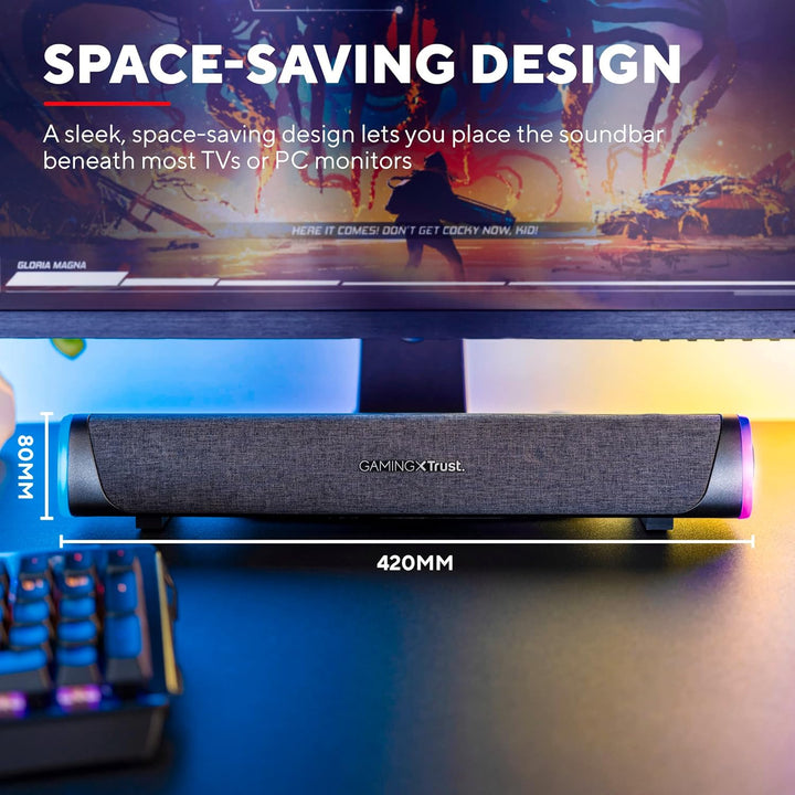 Trust Gaming GXT 620 Axon RGB Soundbar 12W, Stromversorgung über USB, 3.5mm AUX, PC Lautsprecher mit