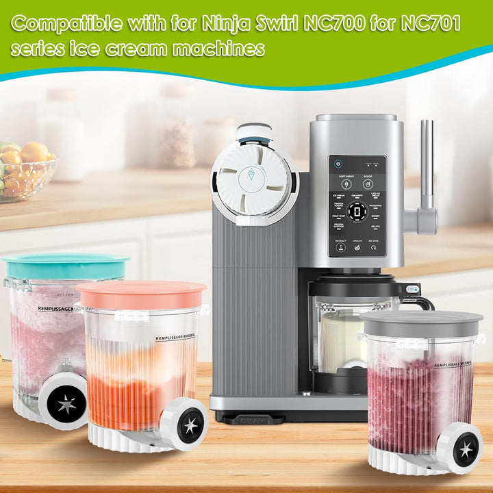 4 Stück Behälter für Ninja Creami Pints,450 ml Eisbehälter für Ninja Swirl NC700/NC701 Serie, Eiscre