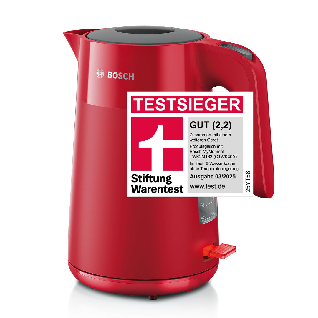 Bosch kabelloser Wasserkocher MyMoment TWK2M164, Abschaltautomatik, Überhitzungsschutz, Tassenanzeig