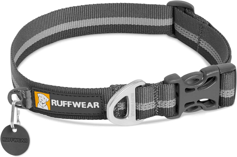 RUFFWEAR Crag Hundehalsband, Reflektierendes und Bequemes Halsband für den Täglichen Gebrauch, Grani