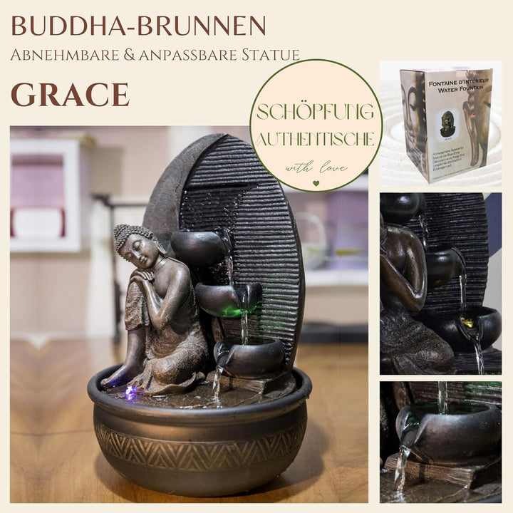 Zen'Light Zimmerbrunnen Buddha Grace, Kunstharz, bronzefarben, 26 x 26 x 40