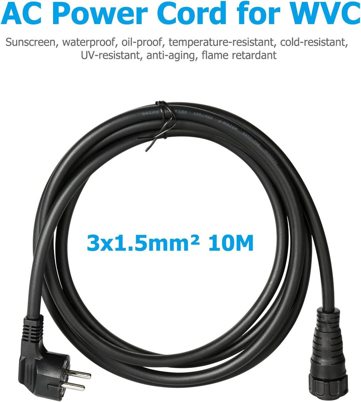 DEWIN AC-Kabel, 10m 3 x 1,5 mm² Solar-Photovoltaik-Mikro-Wechselrichter AC-Netzkabel EU-Stecker für