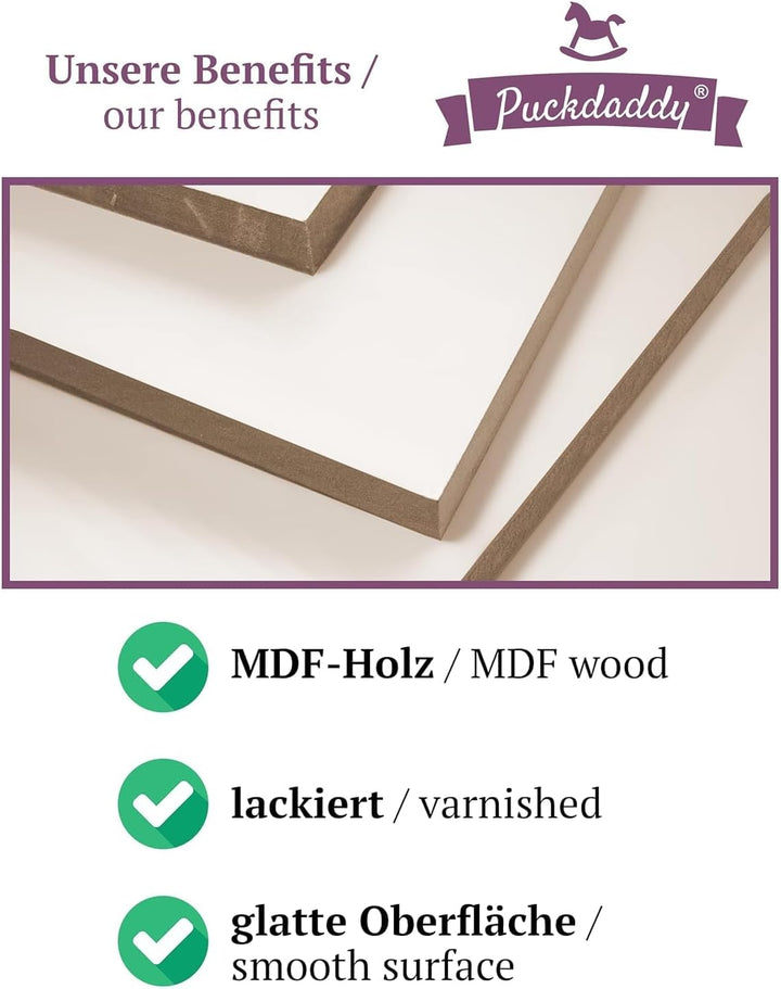 Puckdaddy® Lijan | Wickelaufsatz für IKEA Hemnes Kommode | DIY Wickelkommode 108x10x80 FSC® Holz | W