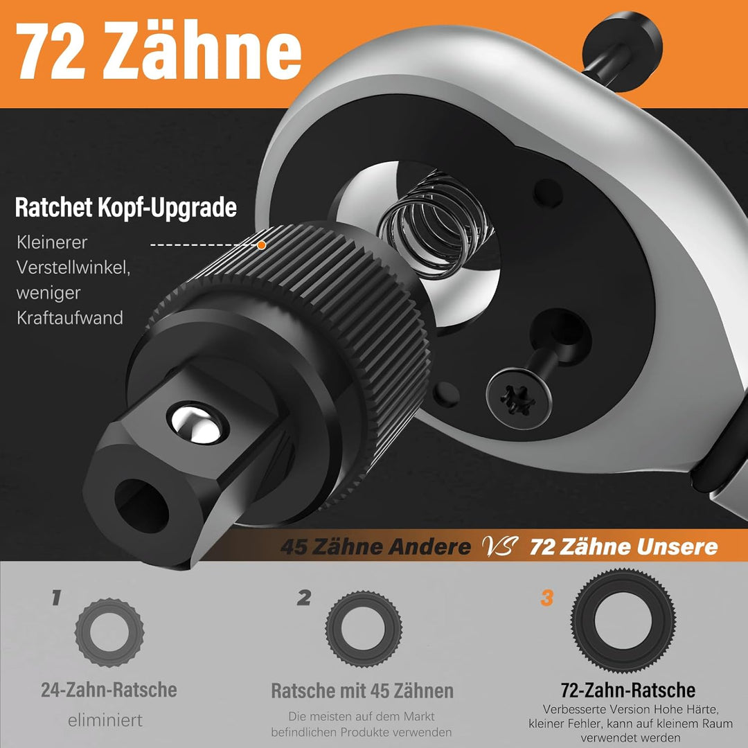 13TLG Klein Drehmomentschlüssel Fahrrad 1-25NM, 1/4 Zoll Torque Wrench Set, 72 Zähne Umschaltknarre,