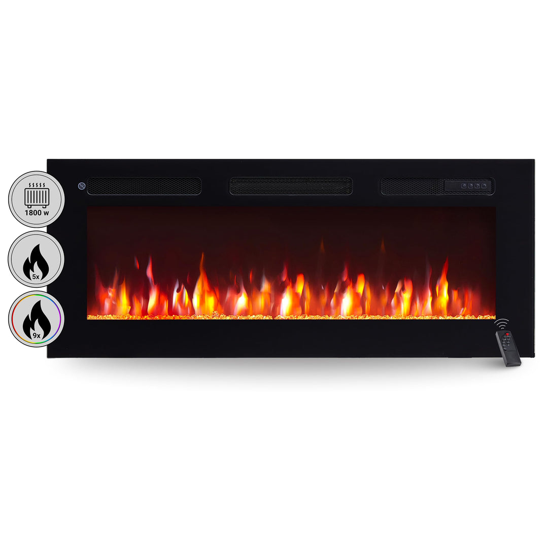 BALDERIA Leif 40" Elektrokamin - Elektrischer Stand-, Wand- oder Einbaukamin mit Heizung 1000/2000 W
