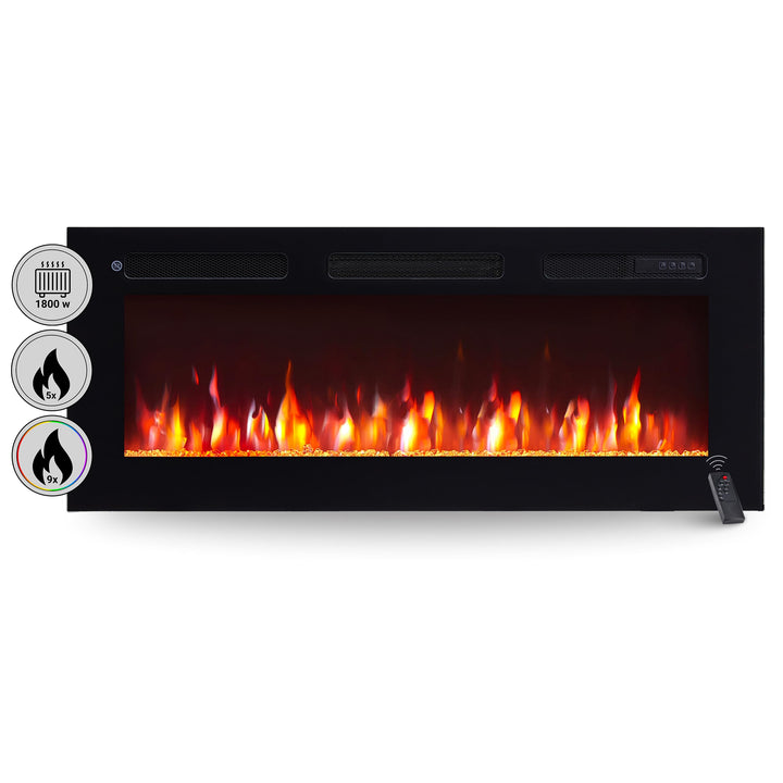 BALDERIA Leif 40" Elektrokamin - Elektrischer Stand-, Wand- oder Einbaukamin mit Heizung 1000/2000 W