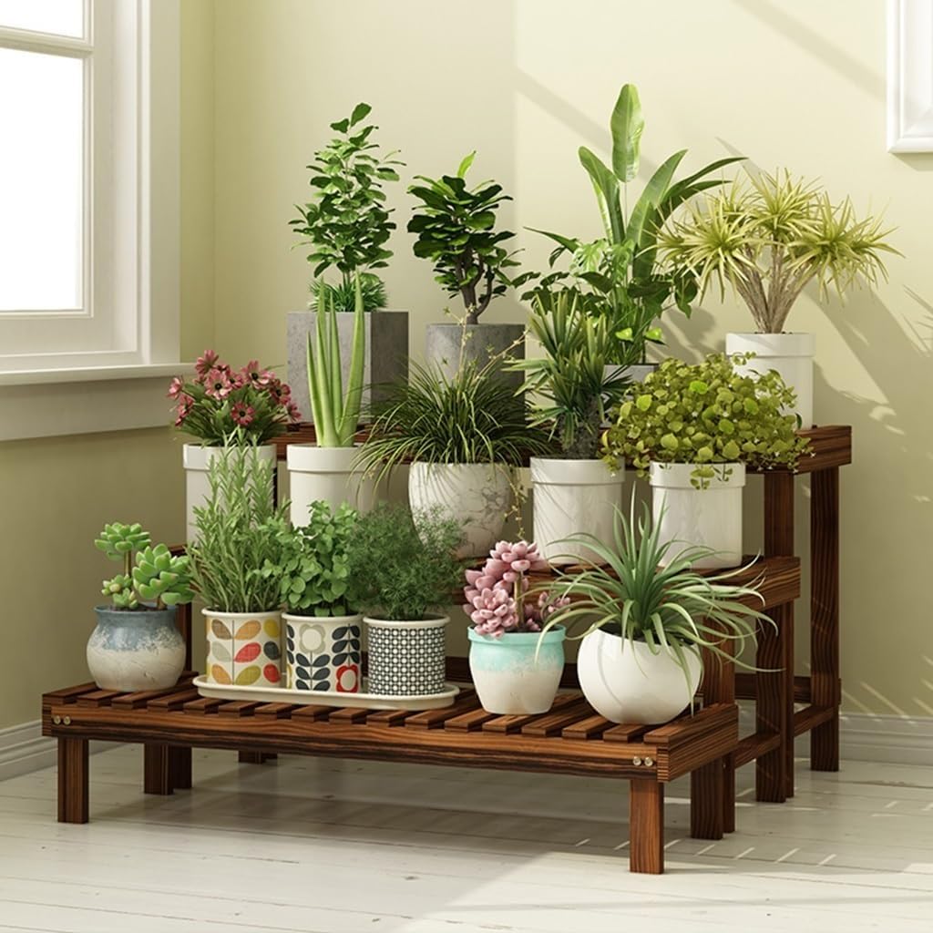 Pflanzenregale Garten Stufenhölzerner Blumenständer Balkongrünpflanzenständer Wohnzimmerblumentopfst