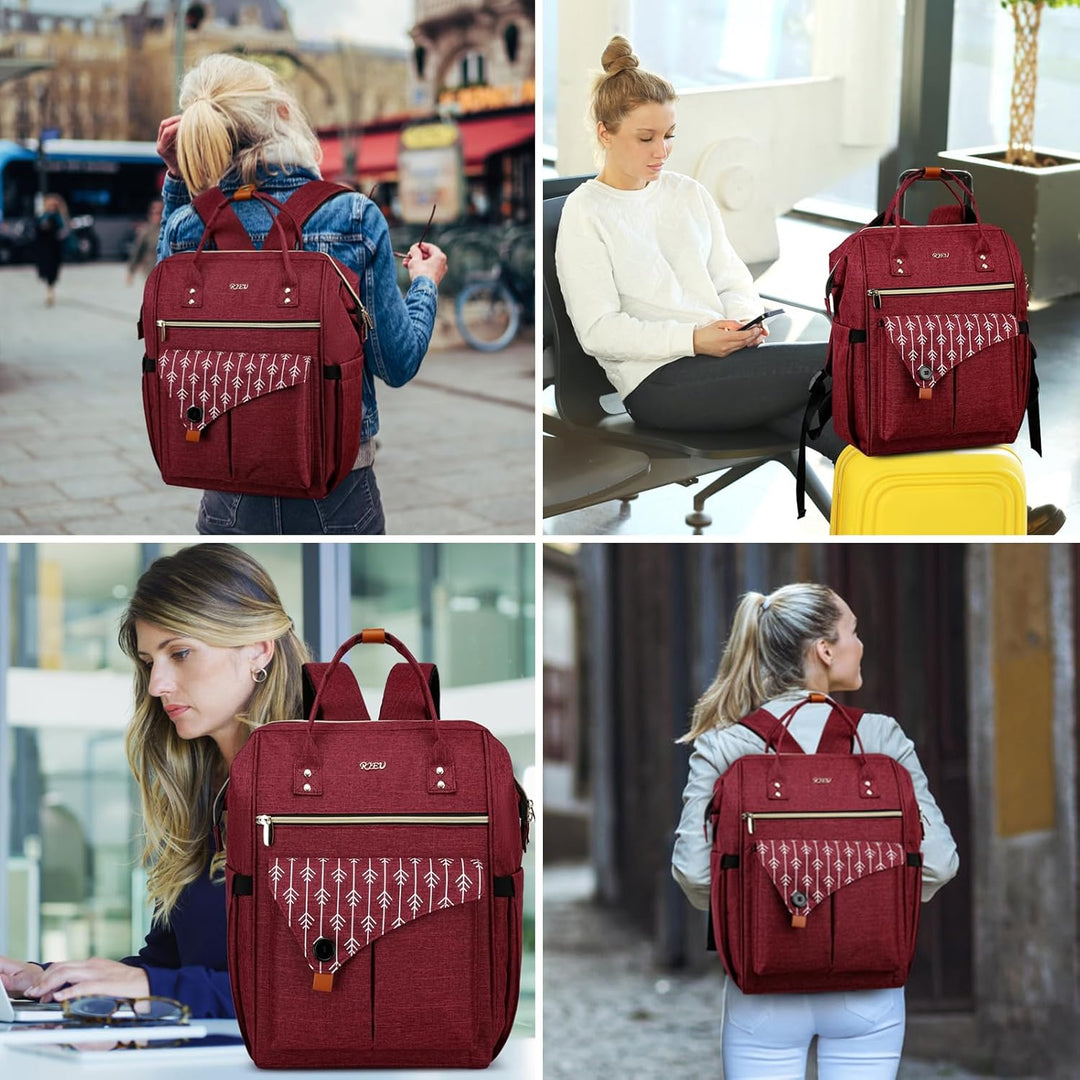 Rucksack Damen, Schulrucksack Mädchen Teenager, Laptop Rucksack mit USB-Ladeanschluss für Arbeit, Wa