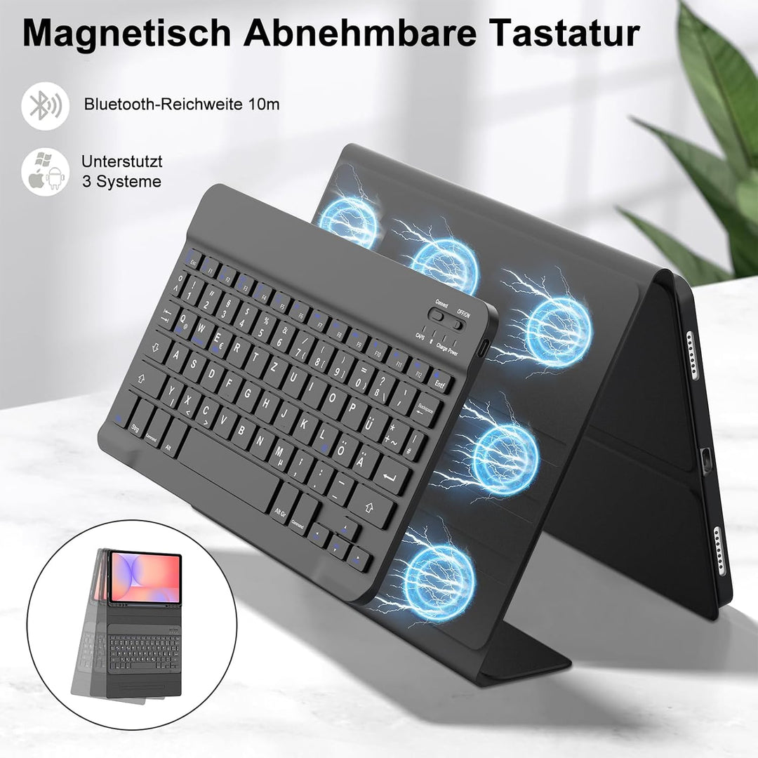 Tastatur für Samsung Galaxy Tab S10 Lite/S10 FE/S9 FE 10.9" &amp; S9 11" | Hülle mit Bluetooth Magnetisc