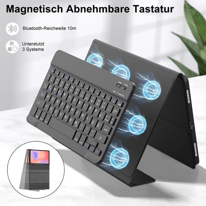 Tastatur für Samsung Galaxy Tab S10 Lite/S10 FE/S9 FE 10.9" &amp; S9 11" | Hülle mit Bluetooth Magnetisc
