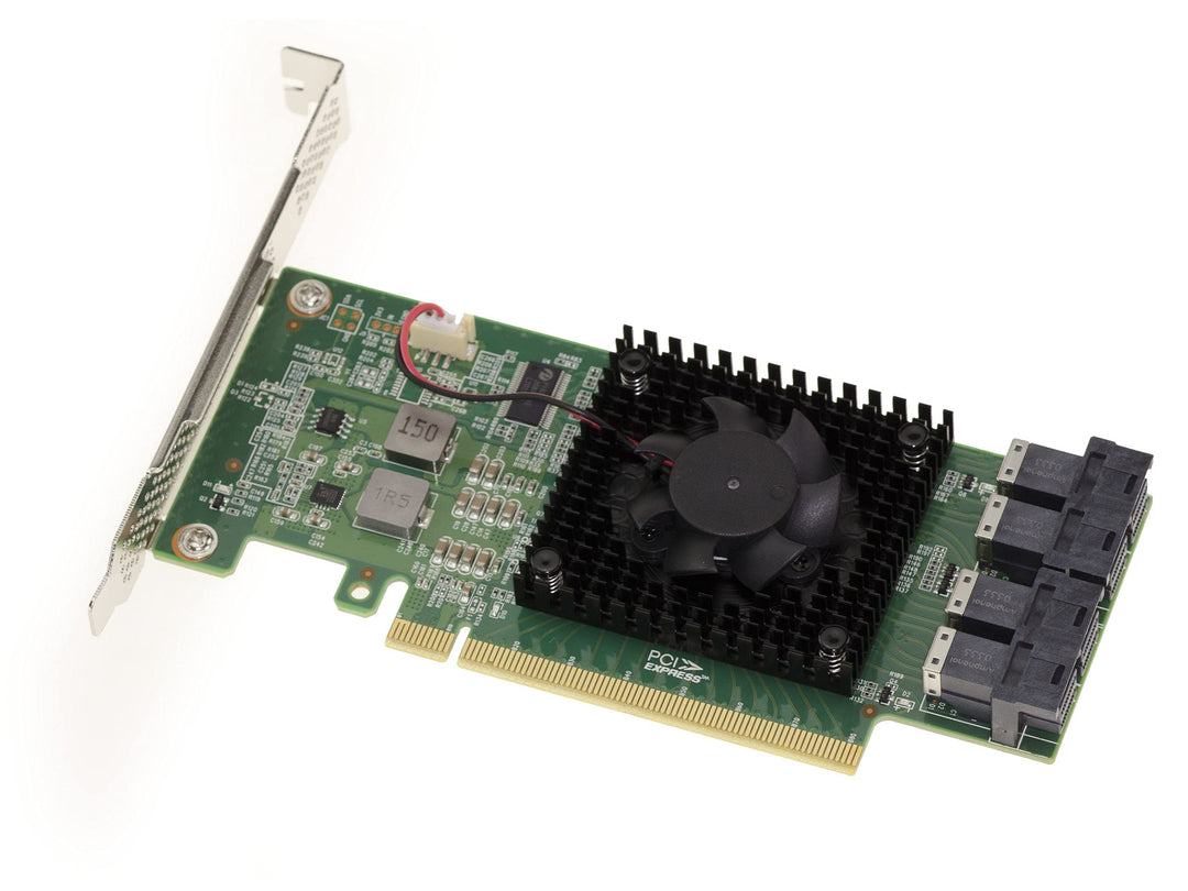 KALEA-INFORMATIQUE PCIe 3.0 x16 Karte für 4 U.2 NVMe SSDs (U2 NGFF) oder 4 PCIe x4 Ports. Multi Host