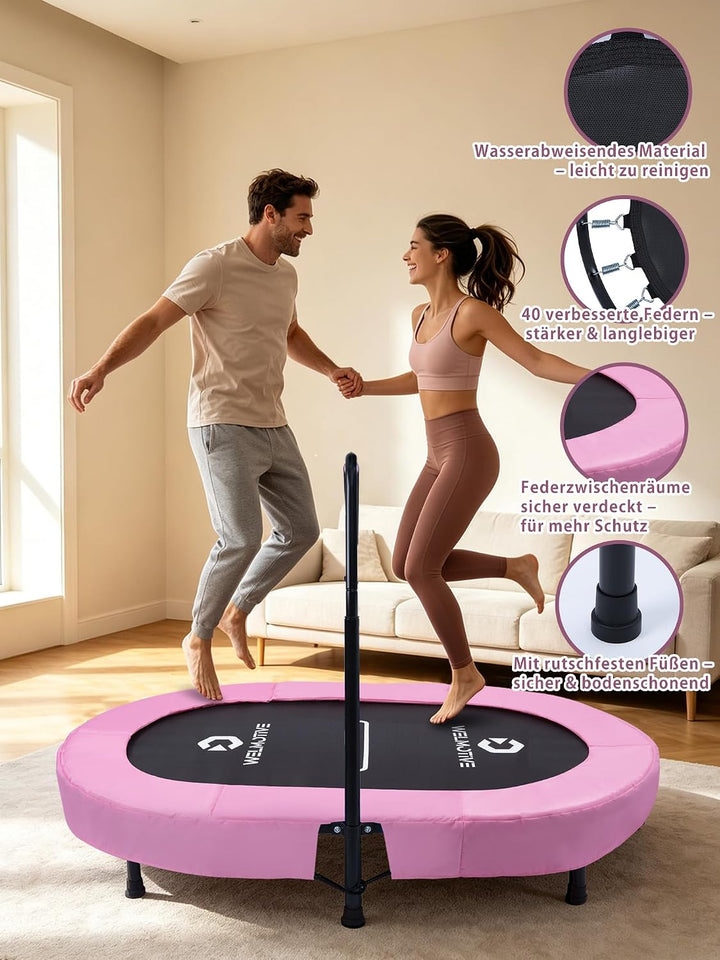 Ovales Indoor Trampolin für 2 Personen geräuscharm belastbar bis 150kg Ideal für Kinder &amp; Erwachsene