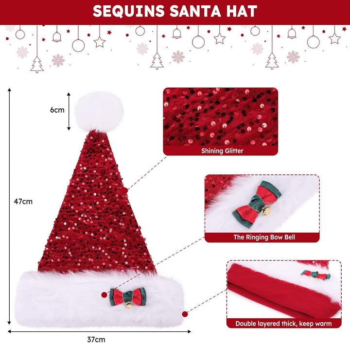 CITÉTOILE Weihnachtsmütze für Erwachsene, Deluxe Velours Nikolausmütze mit Soft Liner, Plüschkrempe