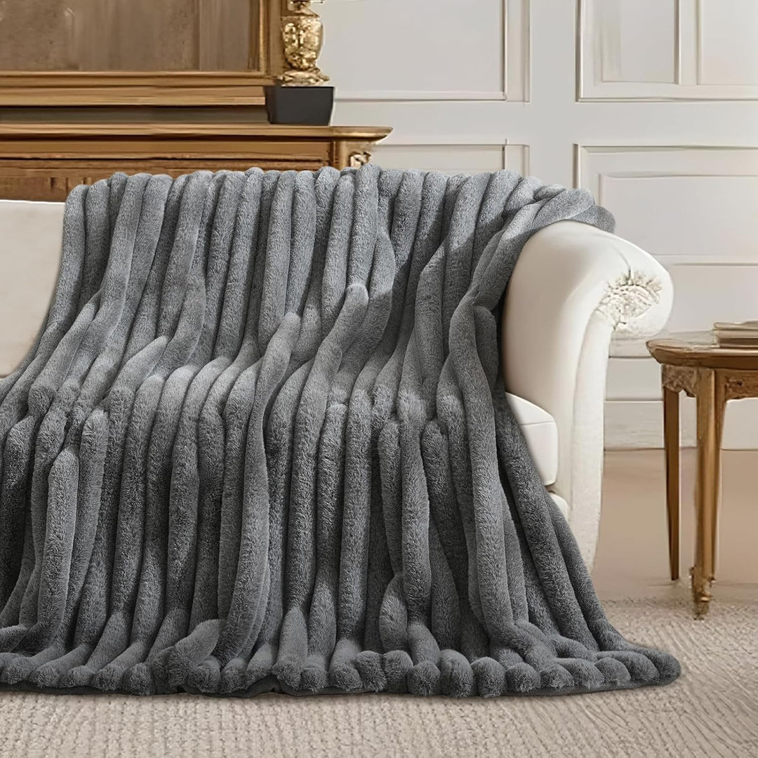 Lanqinglv Kuscheldecke Flauschig Decke Grau,Dicke Kuscheldecke Plüsch Flanell Decke,Weiche Warme Win