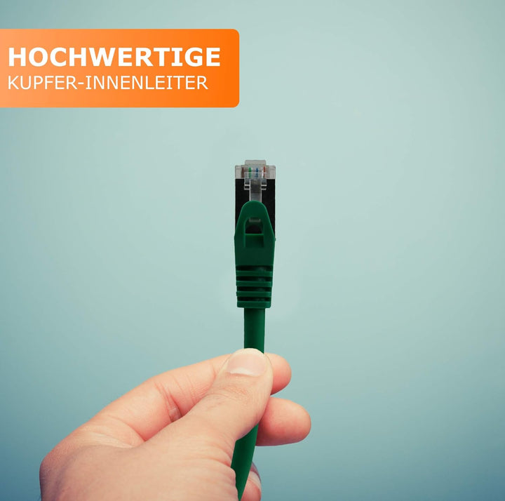 1aTTack.de 30m - grün - 1 Stück CAT.7 Netzwerkkabel Patchkabel SFTP PIMF LSZH Gigabit Lan Kabel 10Gb