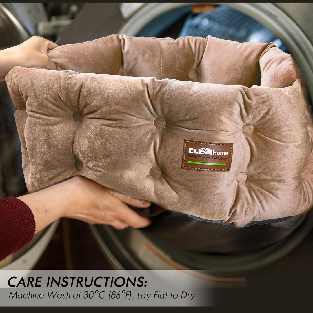 ClevaHome Deep Nest Katzenbett für Katzen bis 7 kg, Rundes Katzenbett für den Innenbereich mit Samto