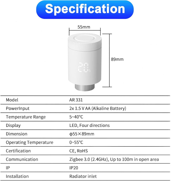 Smart Thermostat-Heizkörperthermostat, Thermostatisches Heizkörperventil, Kompatibel mit Alexa/Googl