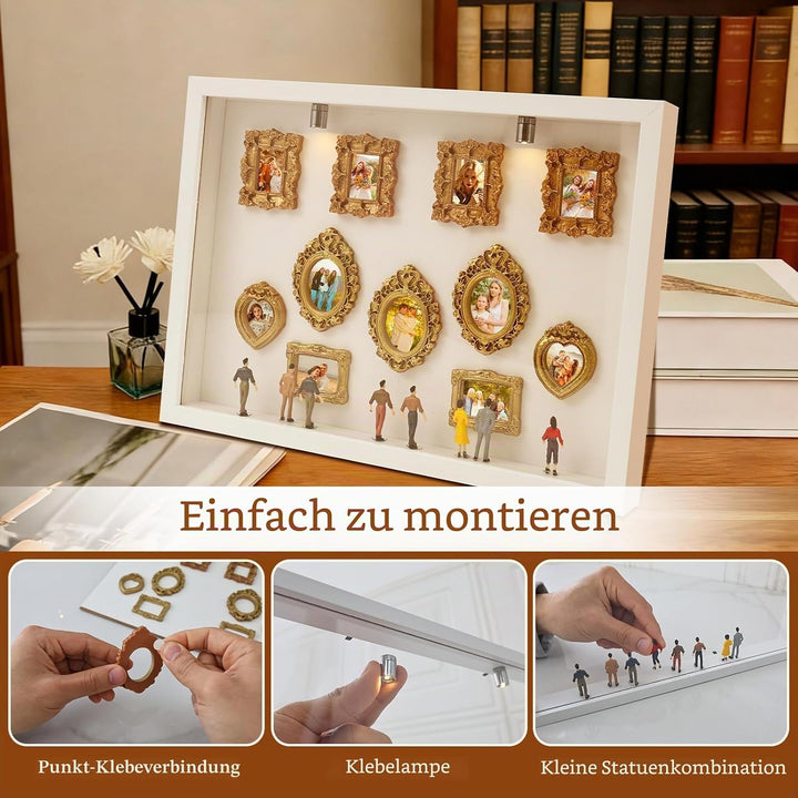 DIY Mini Museum Silhouette Box mit Vintage Mini Bilderrahmen Gold &amp; Figuren,Figuren Menschen Museum
