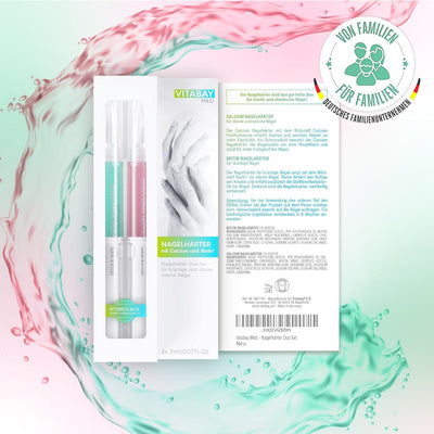 Vitabay Nagelhärter Duo Set 2x 2 ml Nagelpflegestift mit Calcium und Biotin - Nagelpflege brüchige N