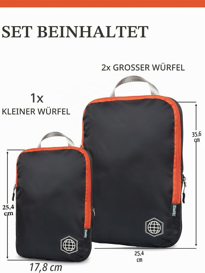 TRIPPED Travel Gear Kompression Verpackung Würfel Set für Carryon Travel-leicht dauerhaft Veranstalt