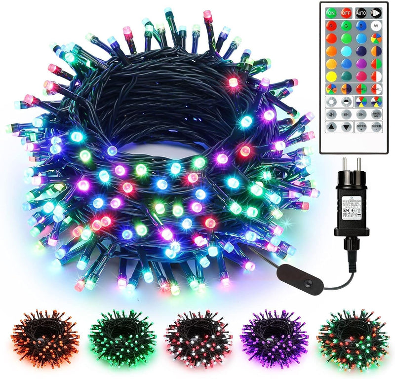 BrizLabs Weihnachtsbeleuchtung Aussen, 20M 200 LED Bunt Farbwechsel RGB Weihnachten Lichterketten Wa