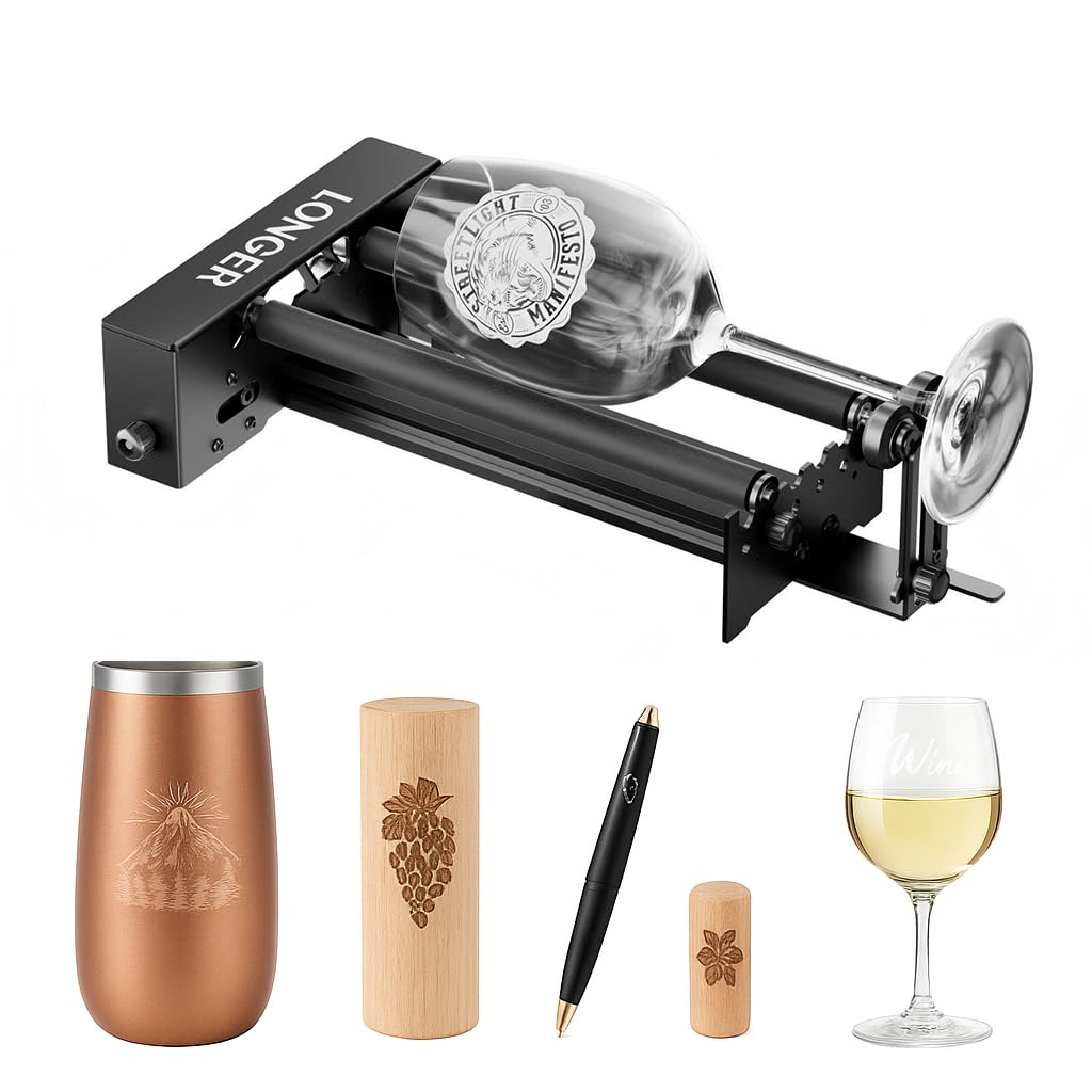 Longer Laser-Gravierer Rotationsaufsatz, Y-Achsen-Rollenmodul 360° Drehung für zylindrische Objekte