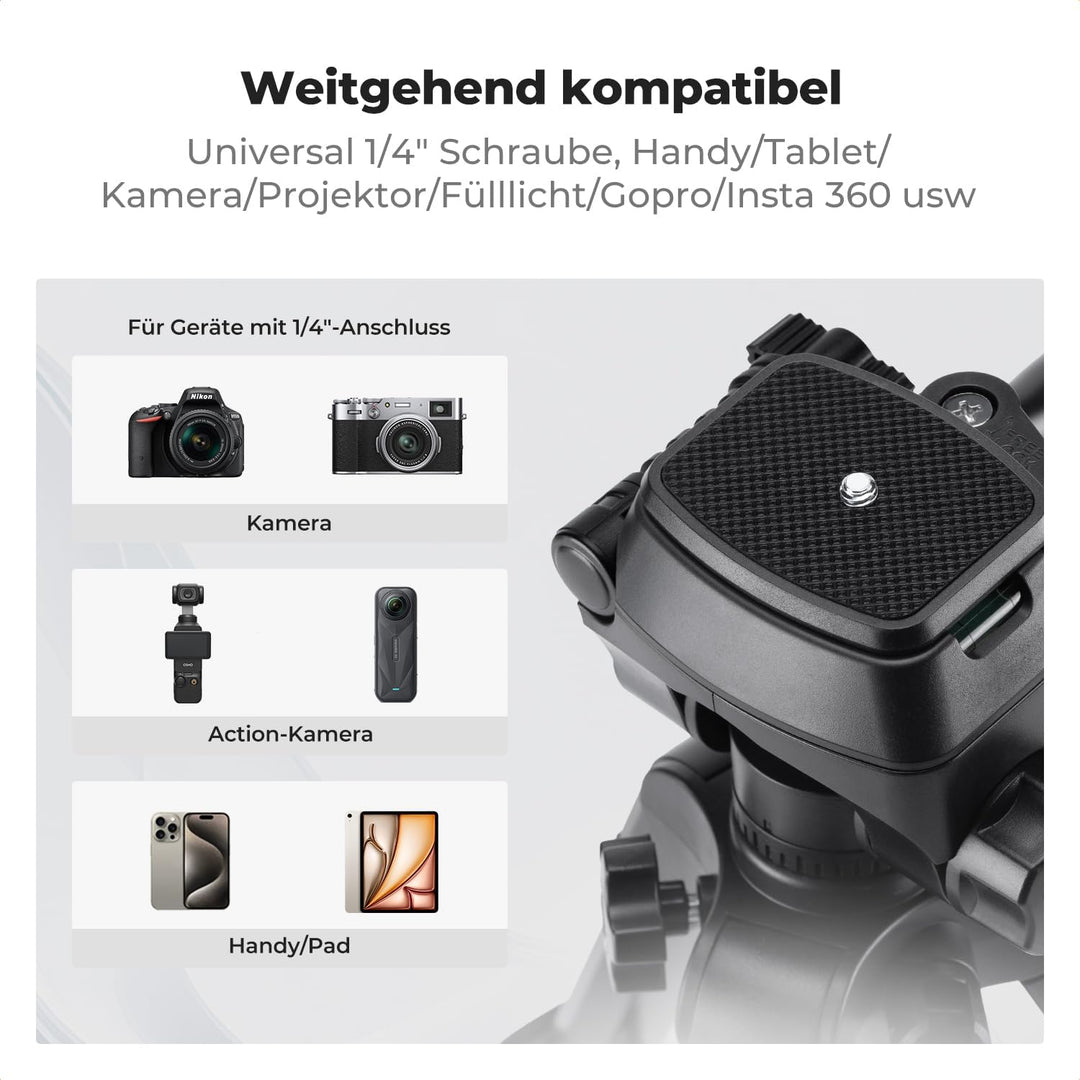 K&F CONCEPT Mini Tischkamerastativ, S233A0 25,5'' Stativ mit Fernbedienung, klein und tragbar für DS