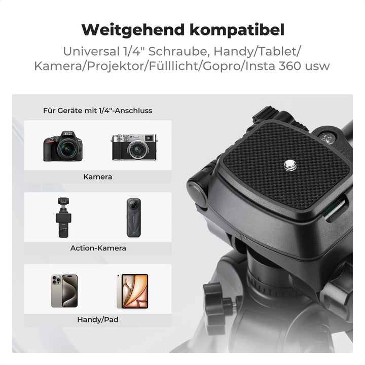 K&F CONCEPT Mini Tischkamerastativ, S233A0 25,5'' Stativ mit Fernbedienung, klein und tragbar für DS