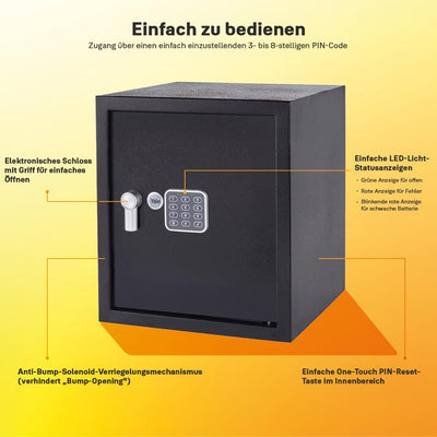 Yale Elektronischer Tresor - Gross - YSV/390/DB2 - Standardsicherheit - Schwarz Black Large New Vers