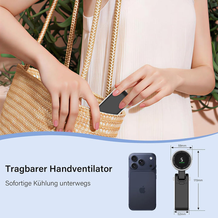 KARFUN Handventilator, 180° Faltbarer Tragbarer Mini Ventilator, 12000r/min | Tischventilator, 12m/s