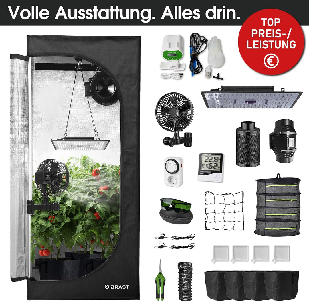 BRAST Growzelt GrowBox | Komplettset inkl. Sonderzubehör | viele Grössen | 60x60x140-120x60x180cm |