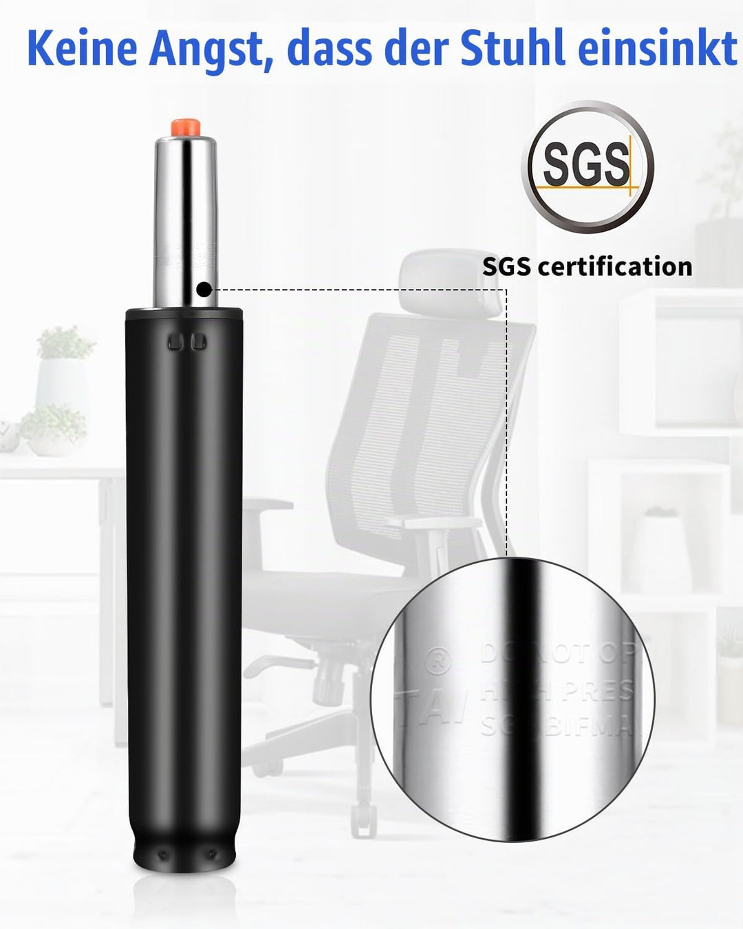 Gasdruckfeder Bürostuhl, Ersatz Gasdruckdämpfer Zylinder, 310mm-455mm, 450KG, Mit 5 Rollen, Für Offi