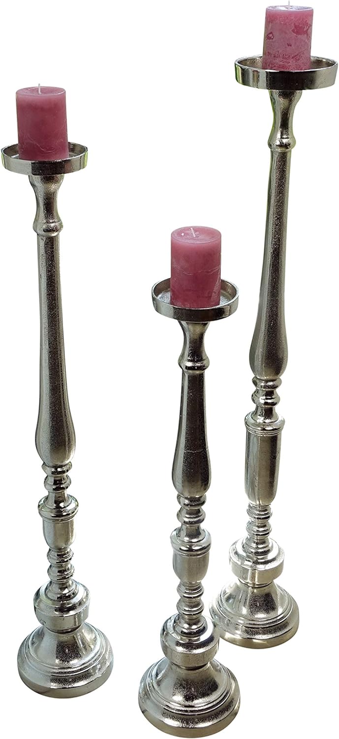 Kerzenständer Kerzenhalter Aluminium Deko Gross Silber Raw - Kerzenleuchter Modern aus Metall - XXL