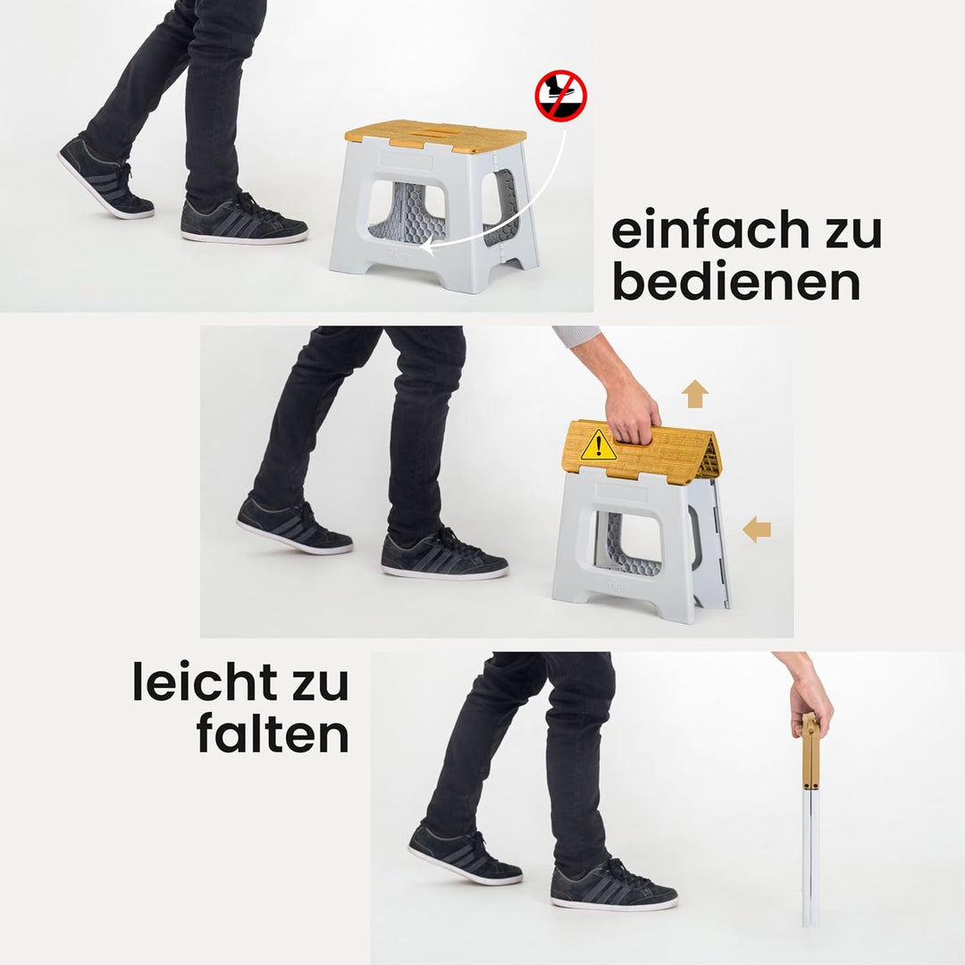 Vigar Kompakte Tritthocker Klappbar für Erwachsene, 27 cm, Klapphocker Faltbar 150 kg rutschfest, Le