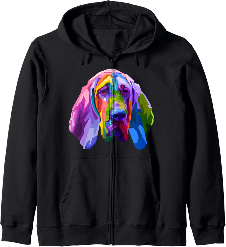 Bloodhound buntes Pop Art Porträt für Hundebesitzer Kapuzenjacke