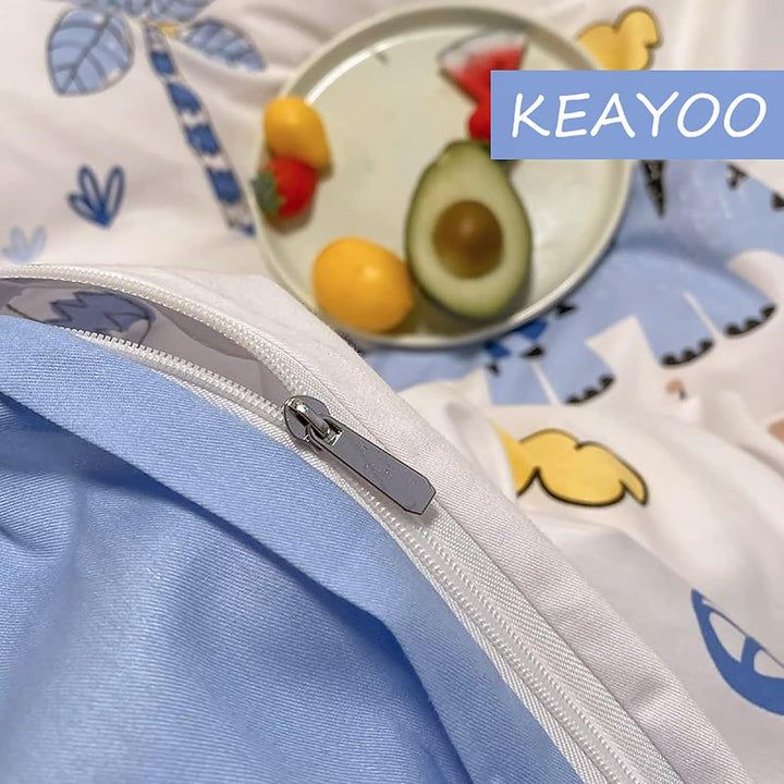 KEAYOO Baby Bettwäsche 100x135 Weiss mit Buntstiftzeichnung Süsses Tier und Bäume 100% Baumwolle mit
