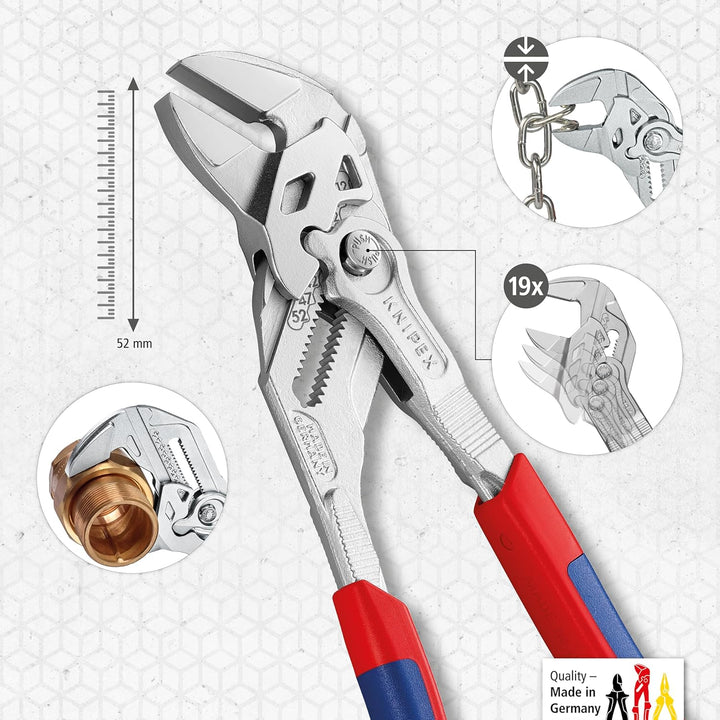 KNIPEX Zangenschlüssel, Multi-Schraubenschlüssel, Chrom-Vanadium, Rostschutz verchromt, 250 mm, 86 0