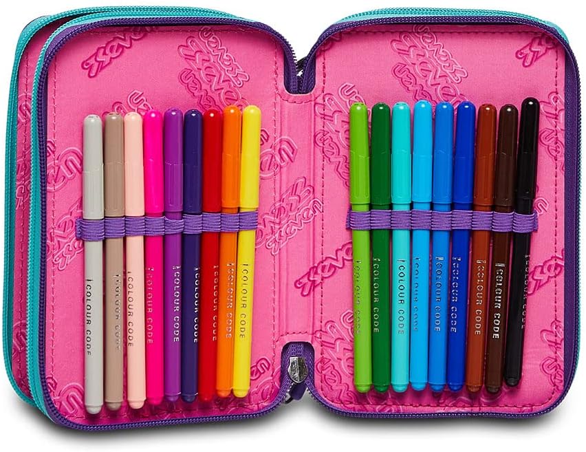 Seven Federmäppchen, Mäppchen, Mehrfarbig, Federtasche für Schreibwaren, Etui komplett mit Bleistift