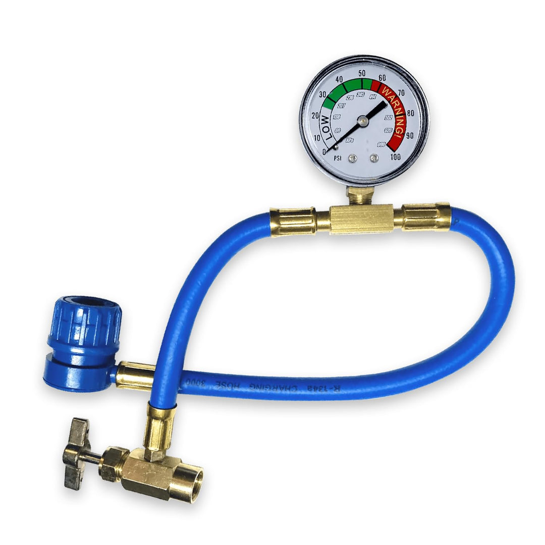 Druckschlauch mit Manometer zur Selbstbefüllung von Fahrzeug-Klimaanlagen - Gewinde Typ A 1/2-16