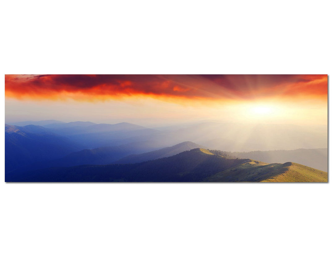 Paul Sinus Art Panoramabild auf Leinwand und Keilrahmen 150x50cm Ukraine Landschaft Berge Himmel Abe