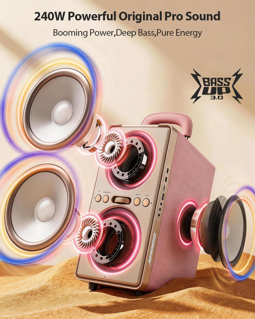 240W Peak Musikbox Bluetooth Gross, kraftvoller, lauter Klang mit tiefen Bässen, 20H Akku,TWS-Funkti