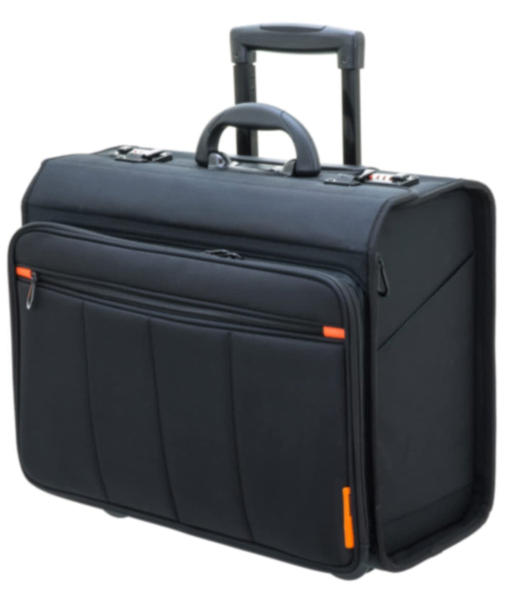 Bowatex Aktenkoffer Pilotenkoffer Erweiterbar Rollen Akten Trolley Schwarz 47 cm