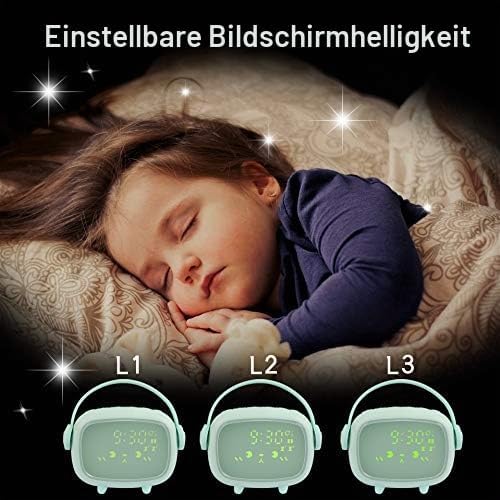 Kinderwecker Digital mit Nachtlicht Snooze,Aufladbarer Wecker für Mädchen Jungen,6 Klingeltöne,Count